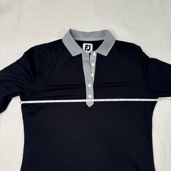 FootJoy Chardonnay Golf Club 3/4 Sleeve Polo Shirt Black Women’s Medium Preppy - Picture 7 of 16